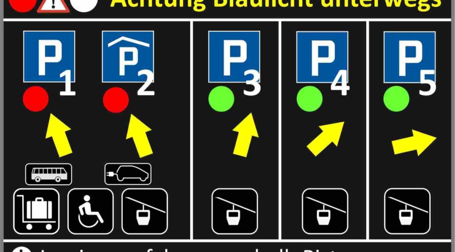 LED Grossdisplay Variante mit mehreren Parkplätzen P1 - P5