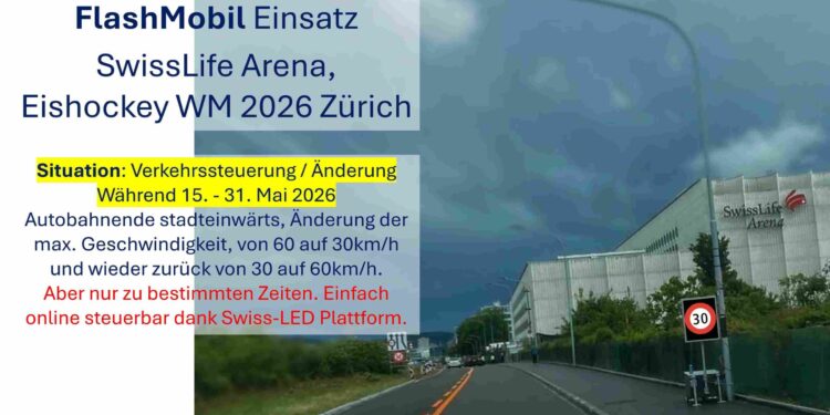 Swiss-LED Signage bei SwissLife Arena - Eishockey WM 2026 temporäre Speed Limit Steuerung 1_ Swiss-LED Signage bei SwissLife Arena - Eishockey WM 2026 temporäre Speed Limit Steuerung 1_